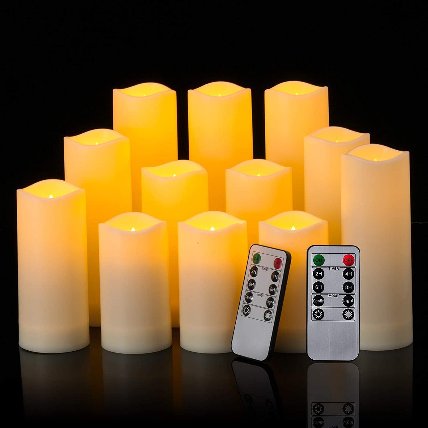 12 Pack Flameless LED Candles with 2 Remotes, Waterproof, 4 to 7 Inch