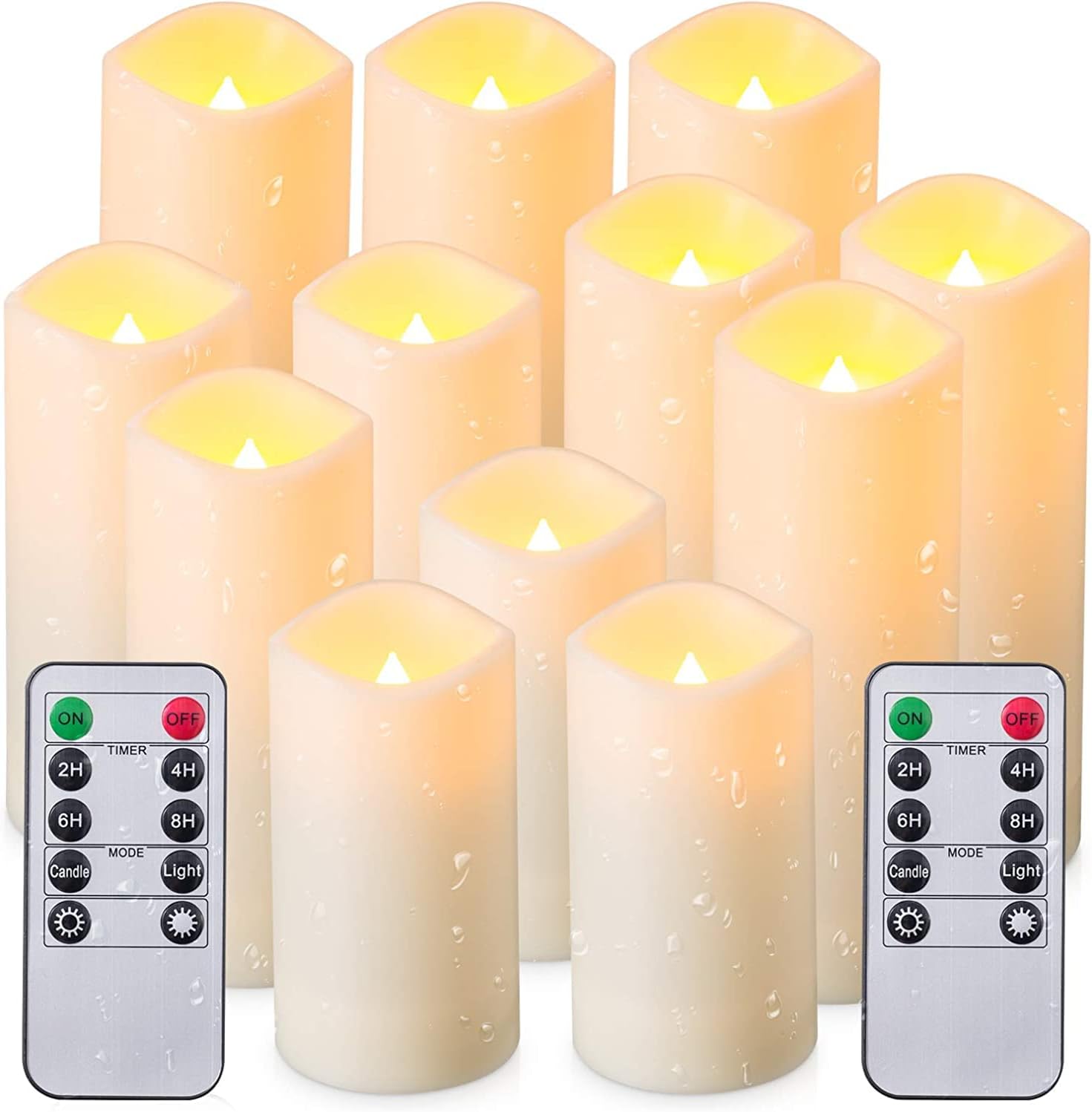 12 Pack Flameless LED Candles with 2 Remotes, Waterproof, 4 to 7 Inch