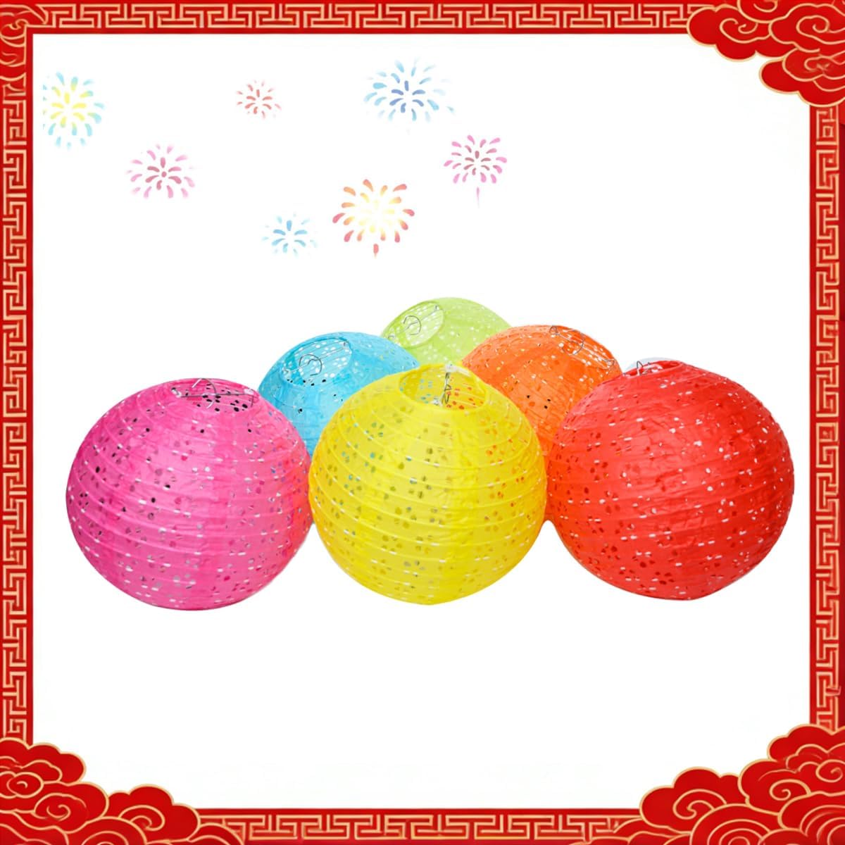 12 Piece Hanging Paper Lanterns with LED Lights and Tassels