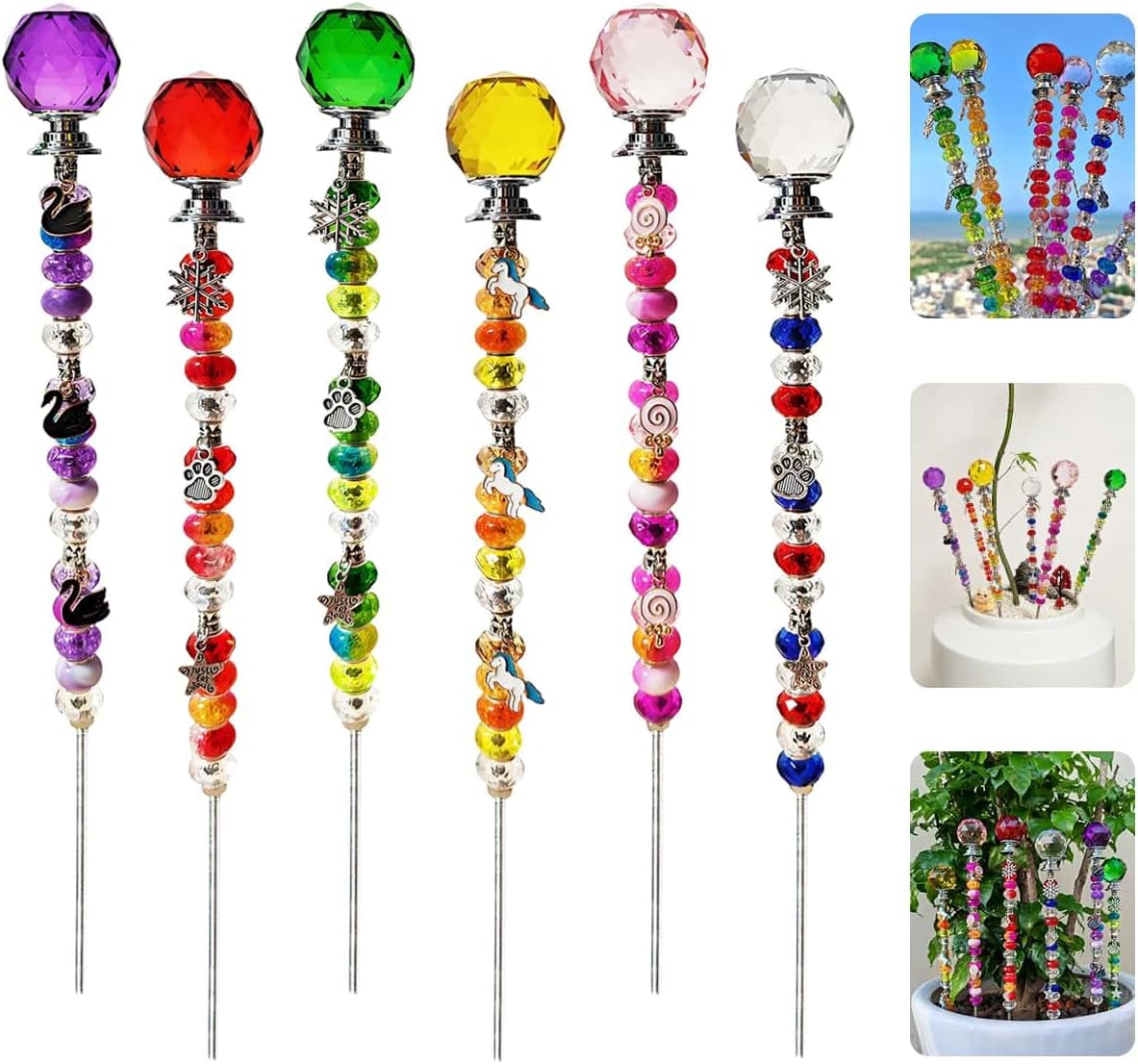 140 Piece Beaded Fairy Garden Stakes Craft Kit