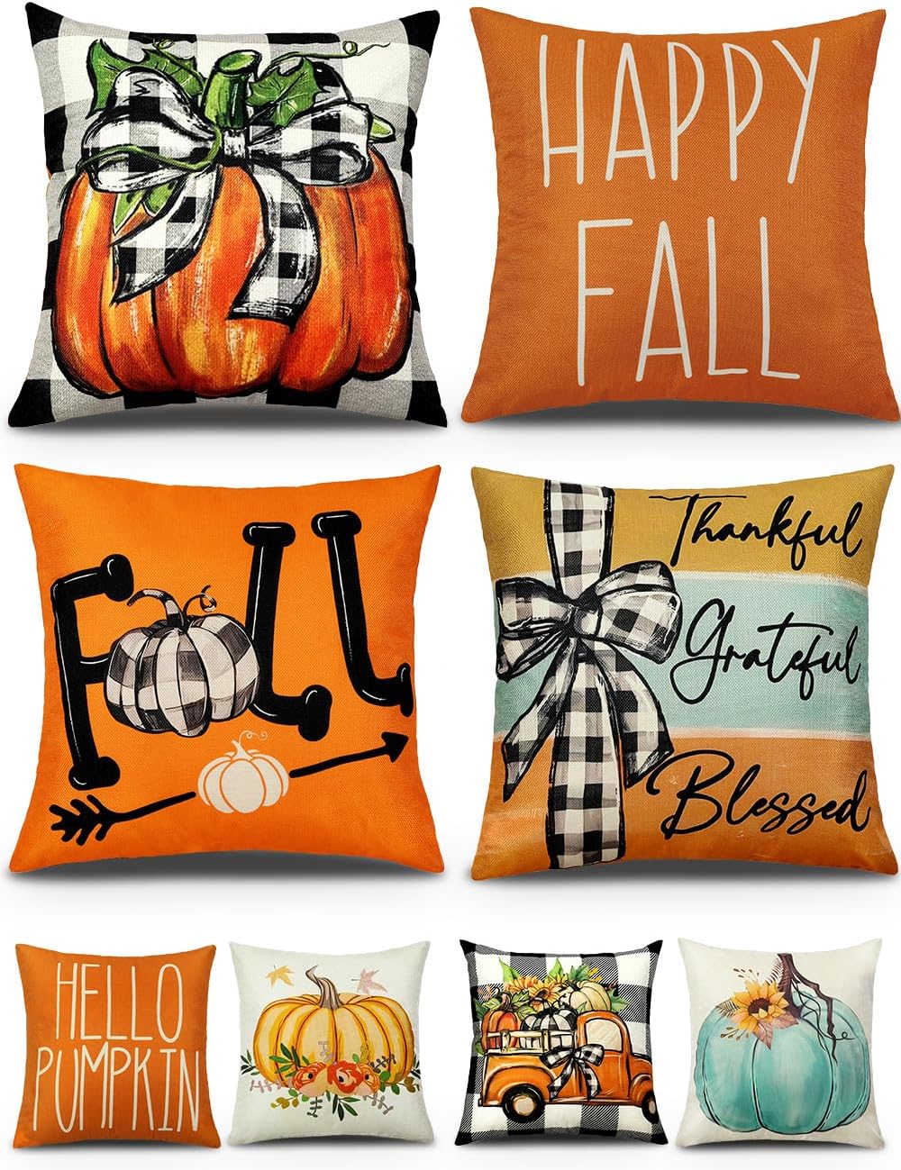 4 Pack Double Sided Cushion Covers 20 x 20 Inch with 8 Patterns
