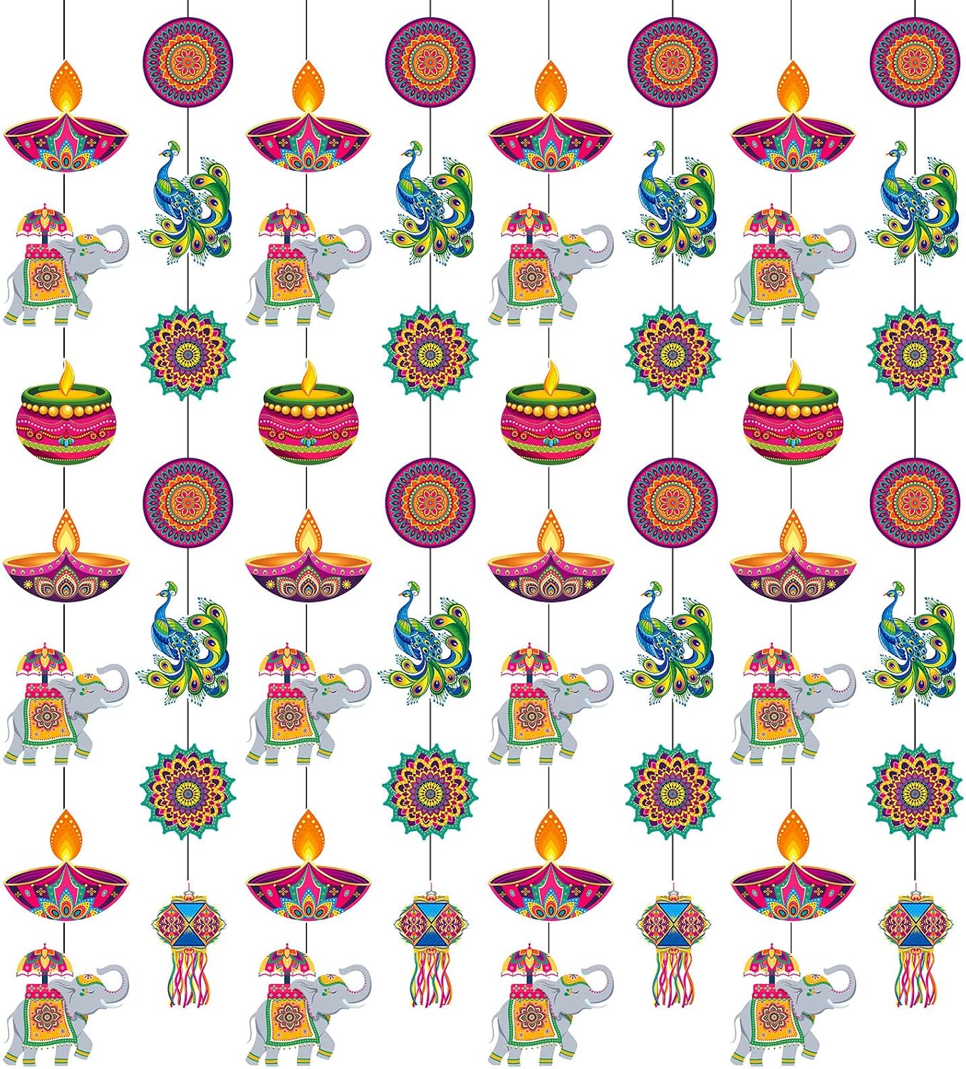 8 Piece Happy Diwali Hanging Paper Circle Garland Banner