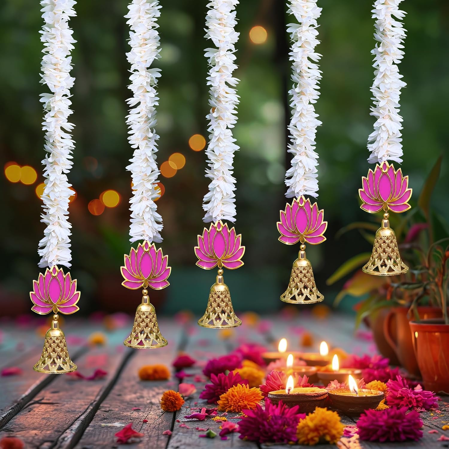 Artificial Lotus Flower Garland for Temple, Door and Wedding Decor