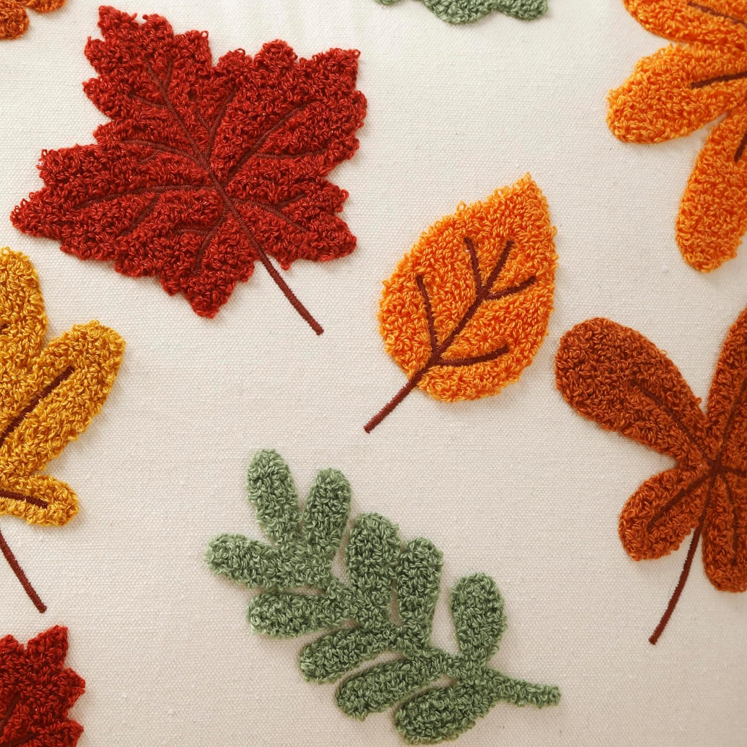 Autumn Embroidered Cushion Covers 18 x 18 Inch, Set of 2