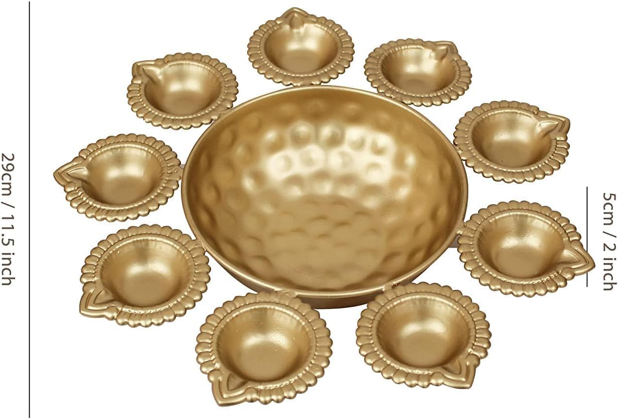 Diya Shaped Metal Urli Bowl in Gold for Floating Flowers and Tealights