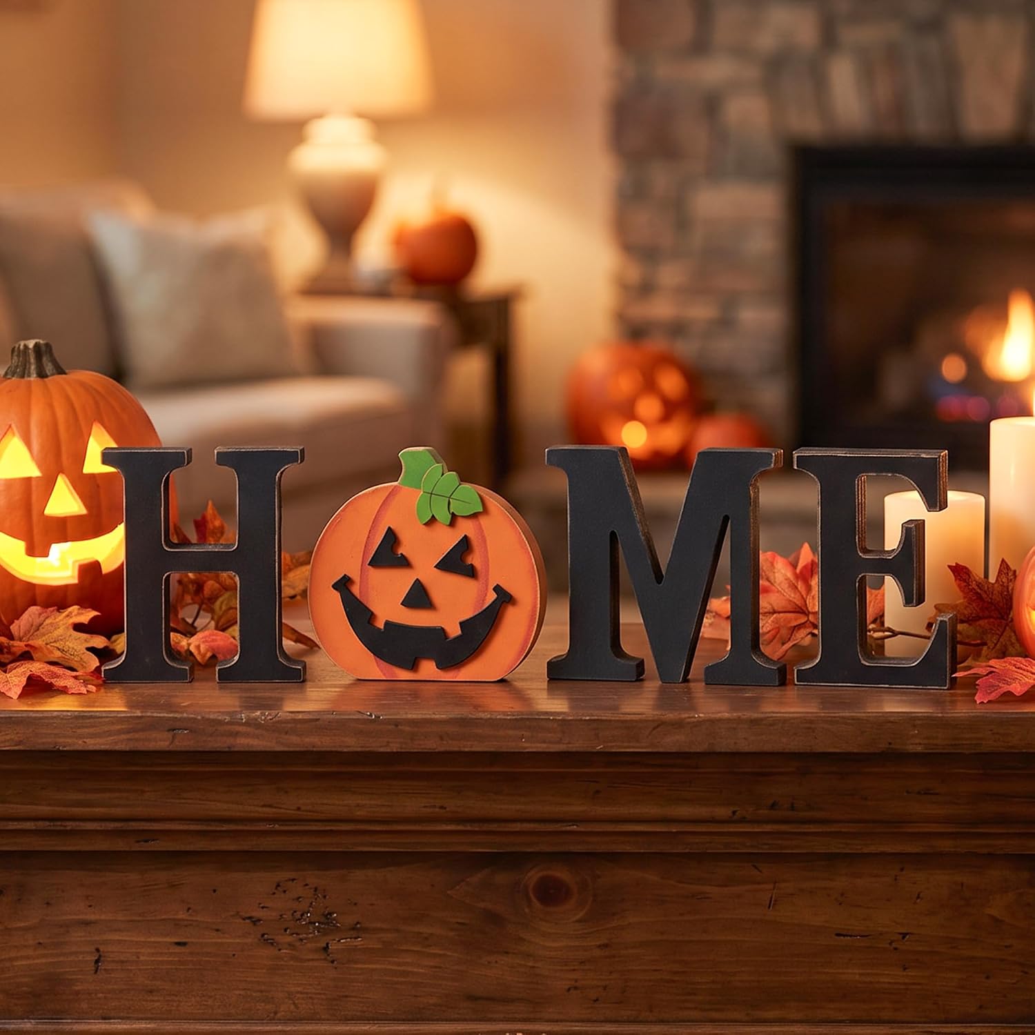 Interchangeable Wooden Home Table Sign with 13 Seasonal Icons