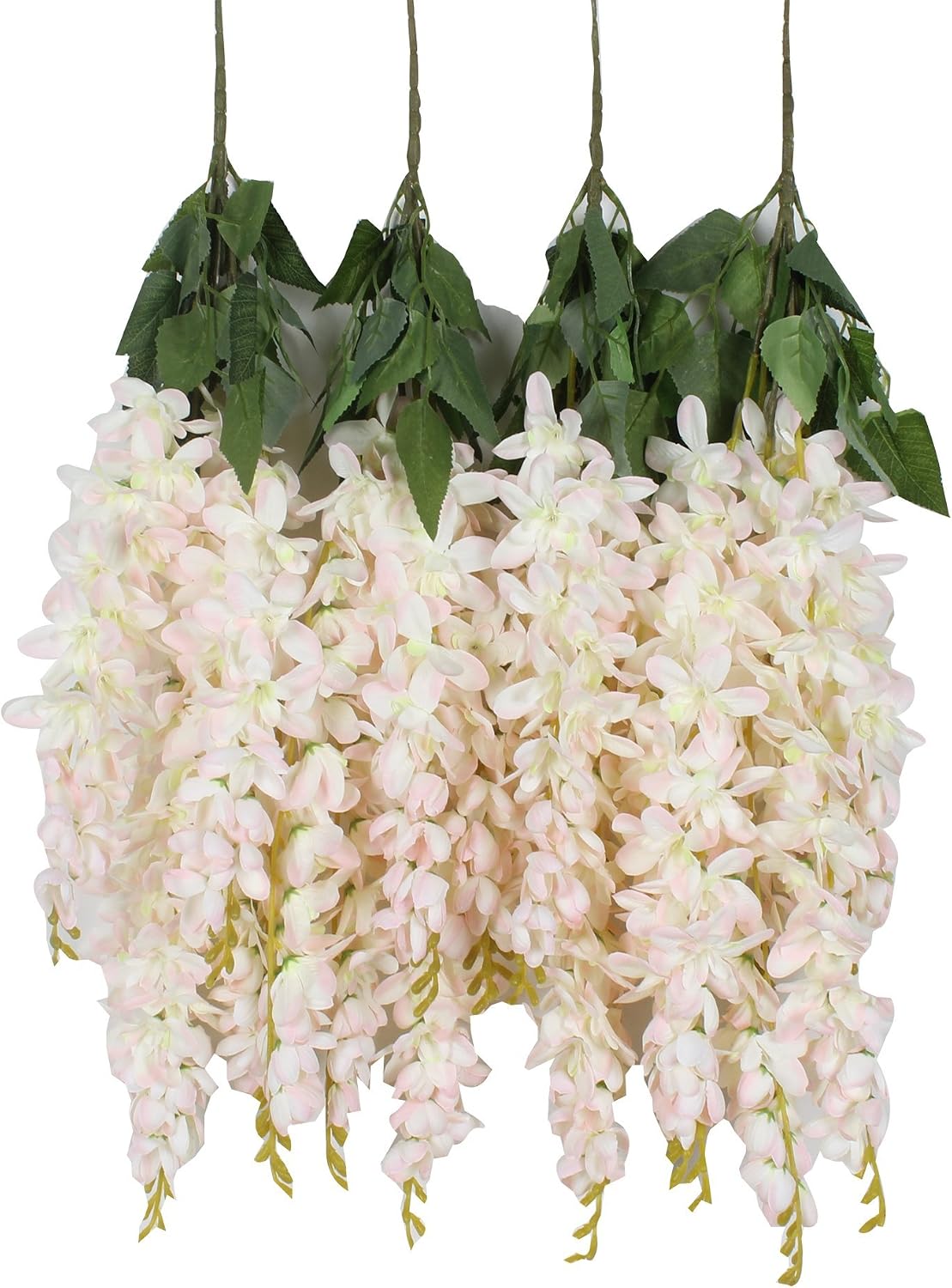 Silk Wisteria Hanging Vine 2.13 ft, Artificial Flower Bush, Pack of 4